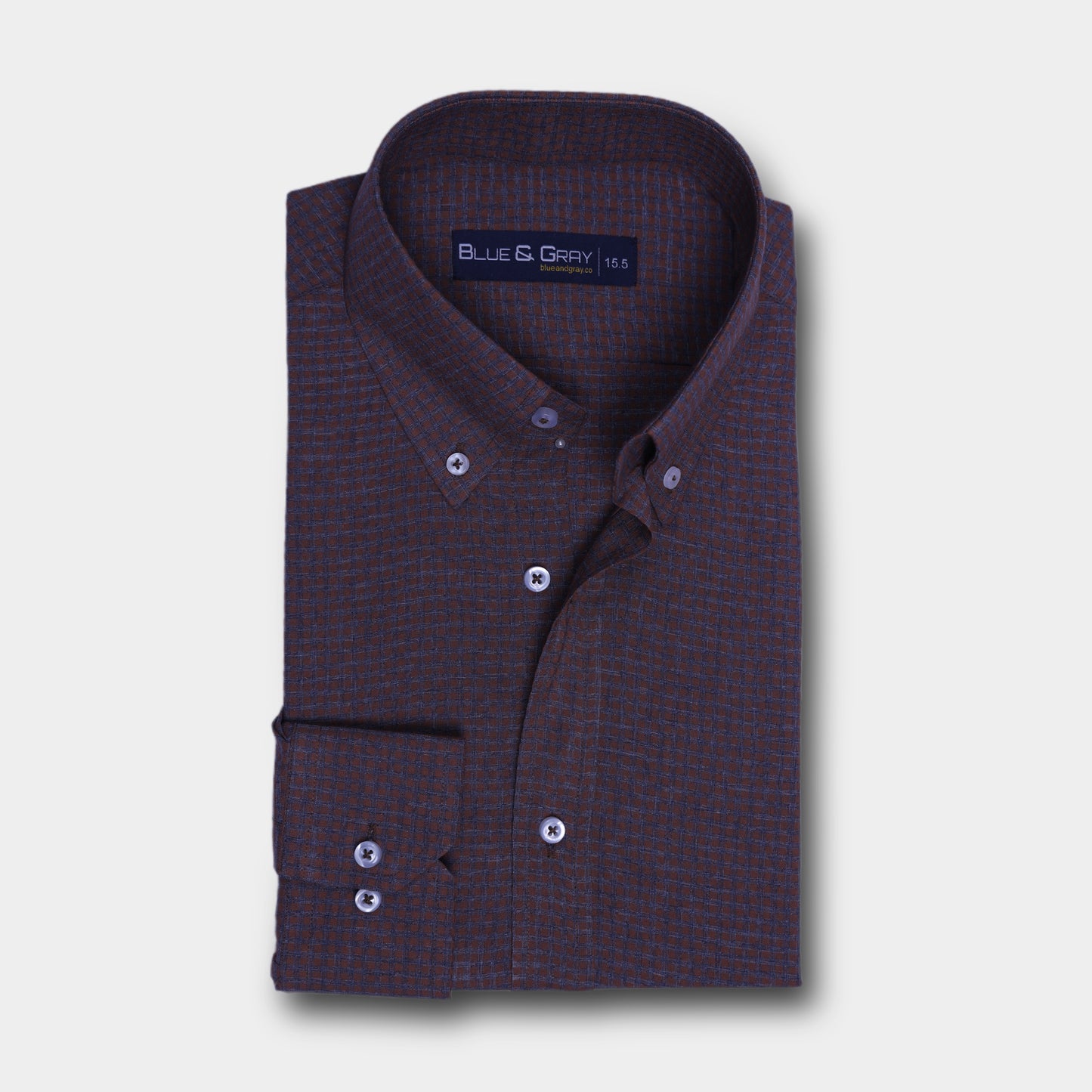 Walnut Brown with Gray Gingham Checkered